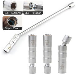 14mm 16mm Extend Spark Plug Socket Wrench Magnetic 12 Angle Repairing Removal Tool Thin Wall 3/8" Drive Sockets Auto Repair Tool