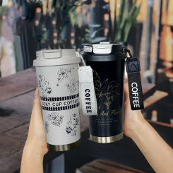 Beautiful Coffee Cups Stainless Steel Thermal Cup Drink Items Tumbler Large Capacity Tea Espresso Travel Straw Coffeeware Dining