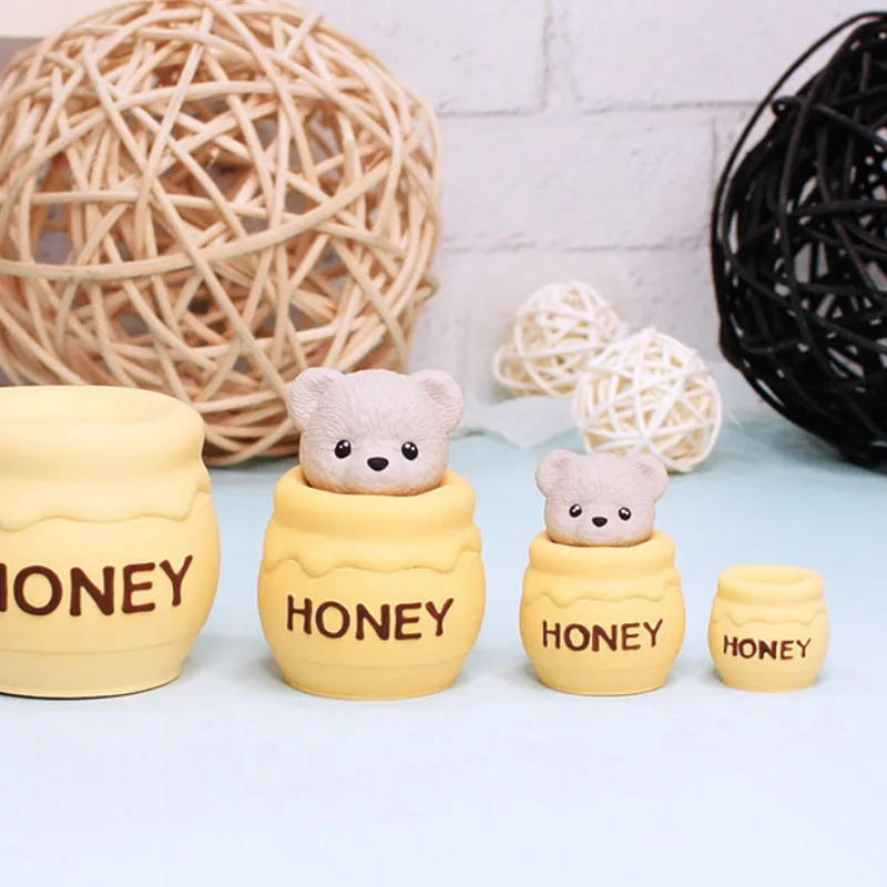 Description Picture 4 of itemHoney Jar Teddy Bear Silicone Candle Mould Multi Size Cartoon Animal Soap Making Set Baby Room Painting Plaster Doll Decor Gifts