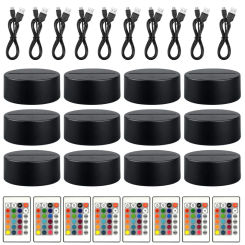 1-10PCS LED Lamp Base Table 3D Night Light Base With Remote Control USB Cable 7/16 Colors Light Stand for Acrylic Resin Glass
