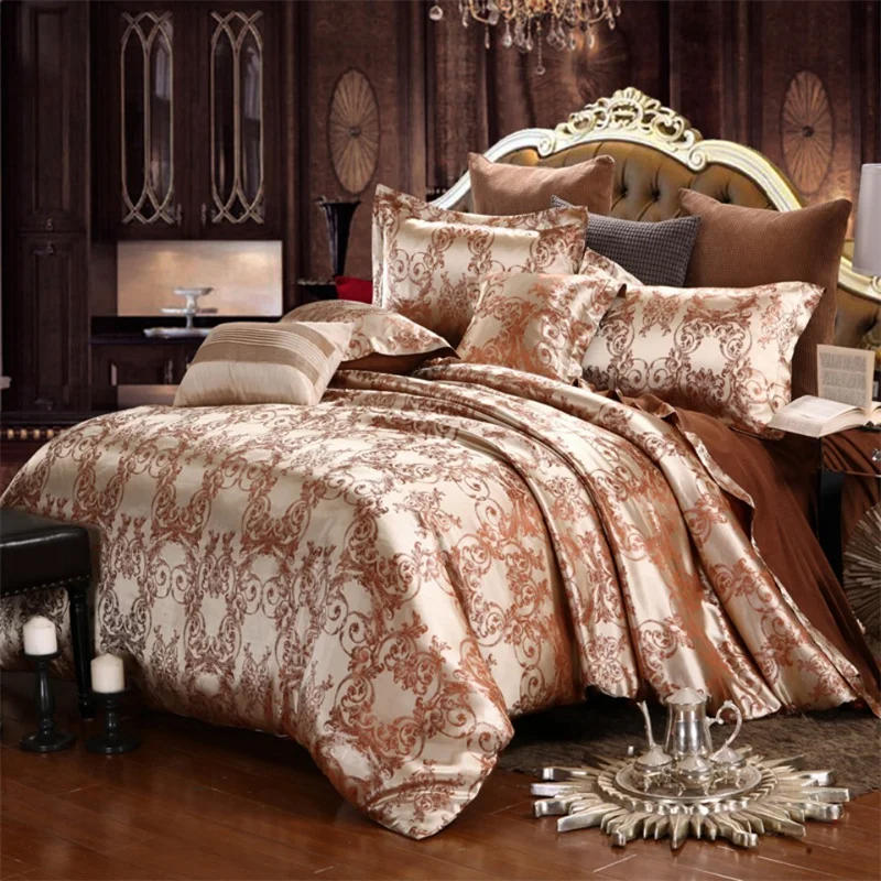 Description Picture 2 of itemLuxury Satin Jacquard Single Double Duvet Cover Set King Size High End European Wedding Bedding Set Queen Size Quilt Cover Set