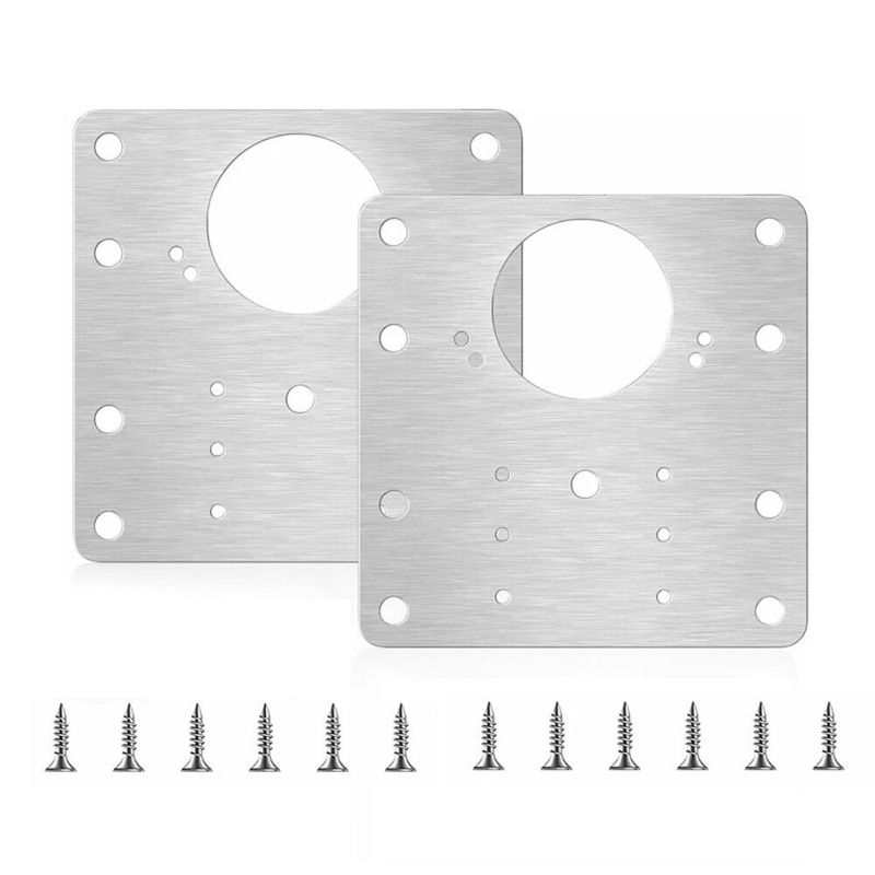 Description Picture 3 of itemRepair Kit Hinge Plate Silver Stainless Steel 9cm*9cm Fixing Screws For Cabinet Kitchen Cupboard Rust Resistant
