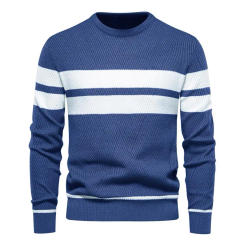 High Quality Men's Autumn And Winter New Round Neck Sweater Casual Sports Color Matching Sweater T-shirt Top