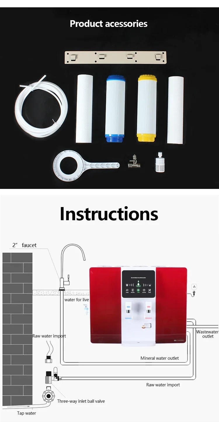 Description Picture 2 of itemDesktop Water DispenserDrink Water Dispenser Machines With Ro Filters Touch Control Desktop Hot Cold Water Dispenser