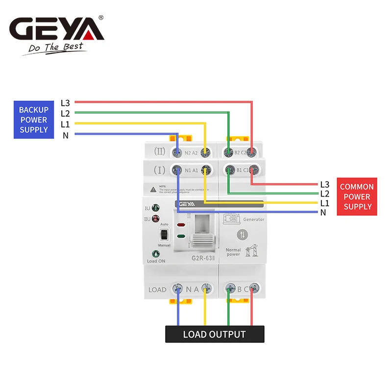 Description Picture 5 of itemGEYA G2R Din Rail 2P 4P ATS Dual Power Automatic Transfer Switch Electrical Selector Switches Uninterrupted Power 25A 40A 63A