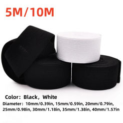 5M/10M DIY Flat Elastic Band Sewing Elastic Band Heavy Stretch High Elasticity Knit Elastic Band for Sewing Waistband Elastic