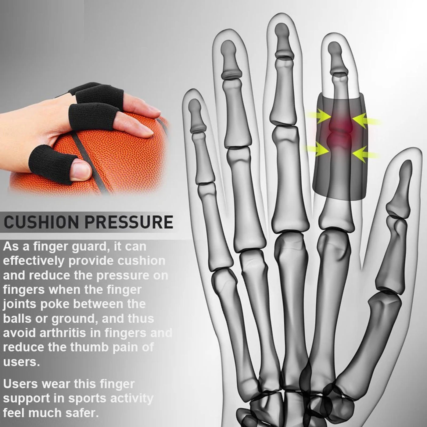 Description Picture 3 of item10Pcs Comfortable Finger Brace Splint Sleeve Thumb Support Protector Elastic Breathable Stabilizers for Golf