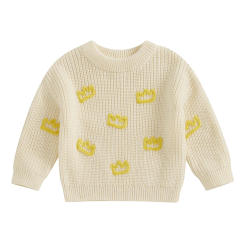 Baby Knit Sweaters Long Sleeve Round Neck Bunny Embroidery Pullover Toddler Winter Tops