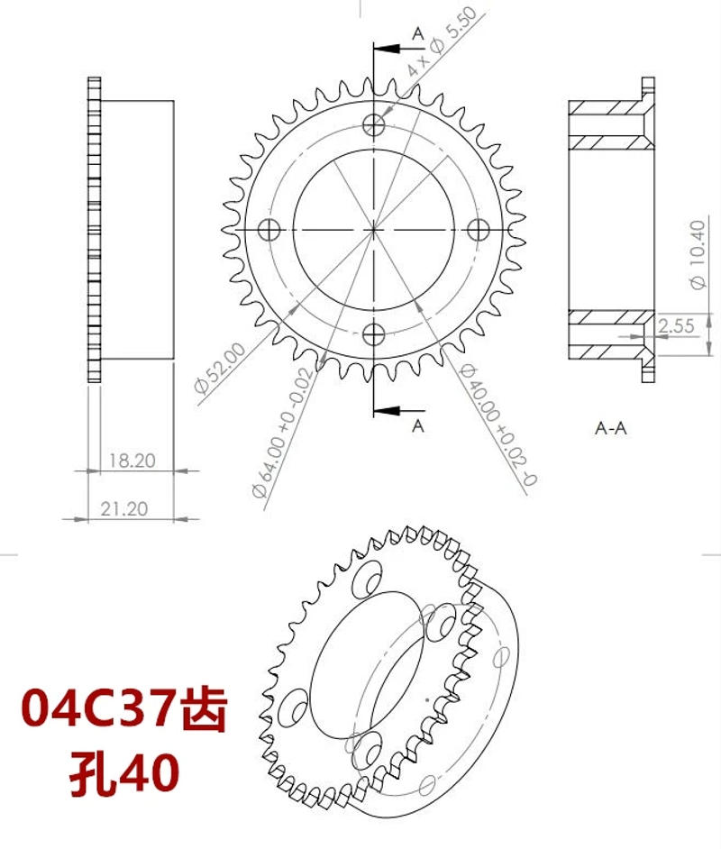 Description Picture 4 of itemcustomized 06B chain wheel 3 minutes 19 Teeth 04C 2 minutes 16T  37T Teeth Sprocket Idler