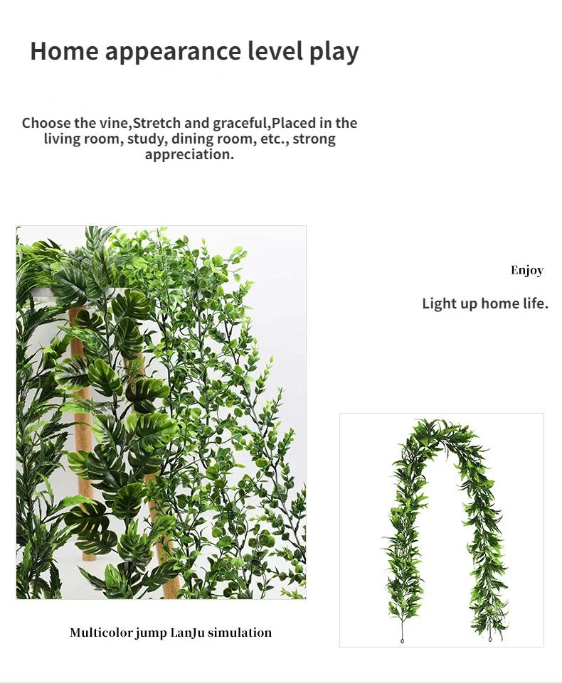 Description Picture 4 of itemNEW 5 types artificial vine Garland Rattan for Wreaths DIY Wedding Decorations Arch Wall Backdrop Green Hanging Vine Fake Plants