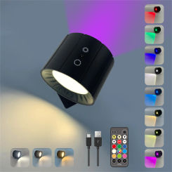 RGBW Double Side Led Wall Lamp USB Rechargeable Indoor Spotlight & Remote Controller & Magnetic Mounted for Foyer,Bedroom
