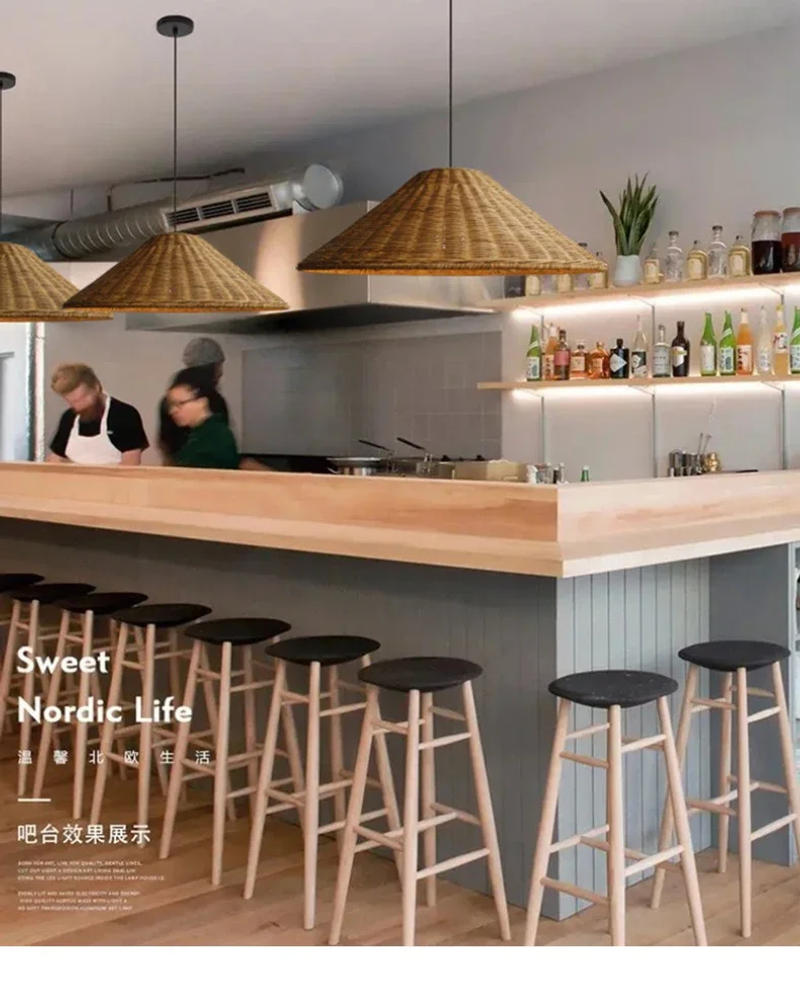 Description Picture 2 of itemHigh Quality Vintage Rattan Pendant Lights Hand Knitted Wicher Ceiling Suspension Table Dining Room Kitchen Hanging Lamps