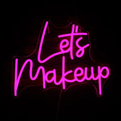 Let's Makeup Neon Sign Pink Letter Led Lights For Bedroom Girl Room Beauty Salon Shop Party Decoration Wall Decor Light Up Signs