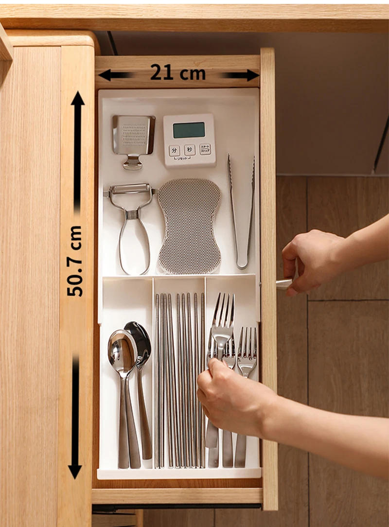 Description Picture 5 of itemKitchen Cabinet Stretchable Drawer Organizer Multifunctional Kitchen Utensils Storage Tray Kitchenware Classified Organizer Tray