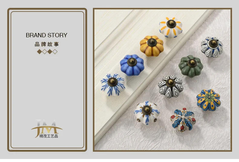 Description Picture 2 of itemCeramic drawer single hole European cabinet small round ethnic style colored wardrobe door handle