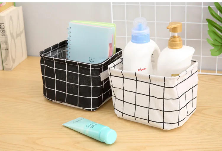 Description Picture 6 of itemFoldable Desktop Storage Box Fabric Bedroom Storage Basket Home Cabinet Cosmetic Organizer Jewelry Organizer Basket Toy Storage