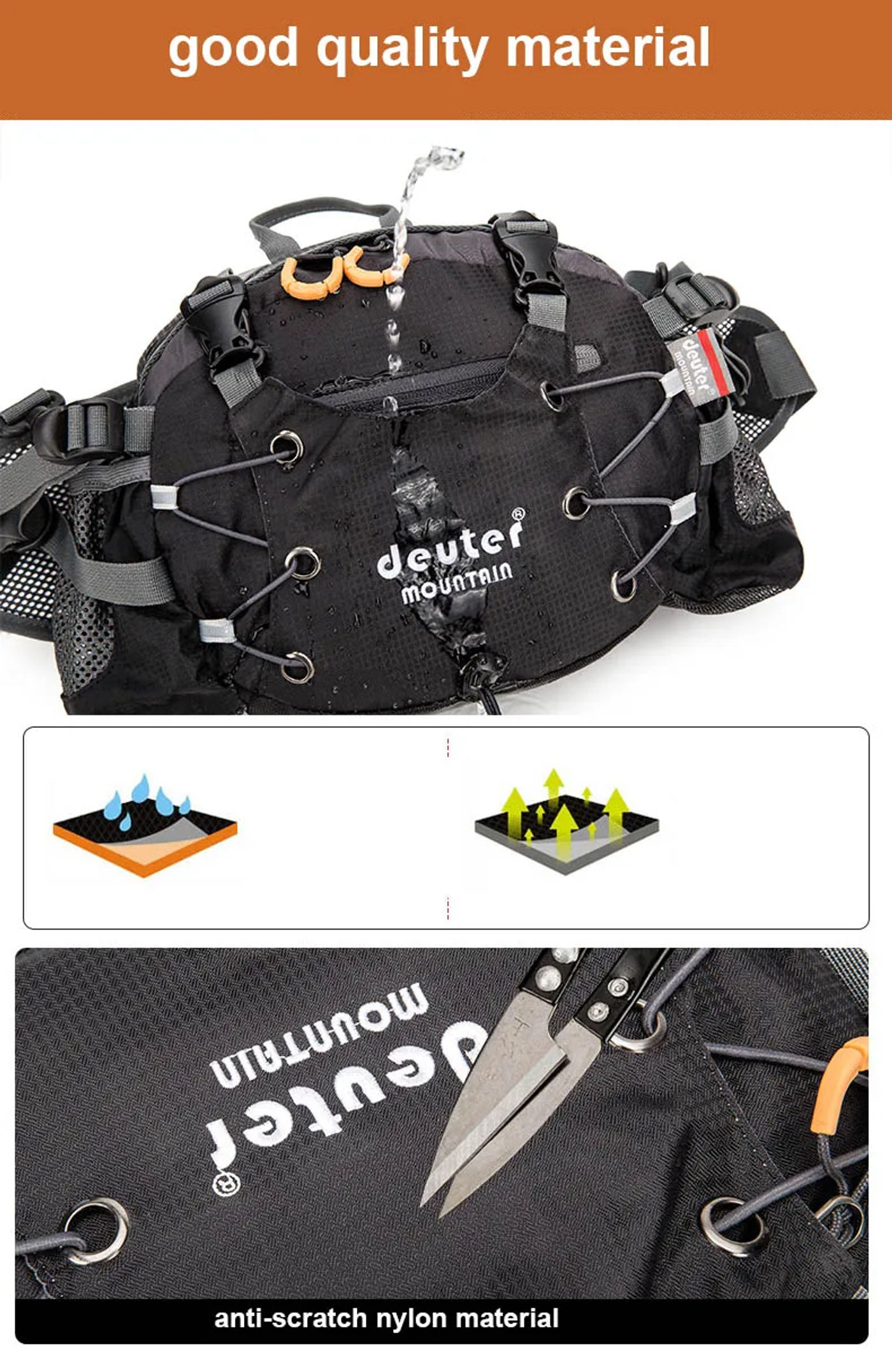 Description Picture 6 of itemCamping Waist Chest Bag Outdoor Nylon Shoulder Bag Crossbody Travel Cycling Bicycle Riding Running Handbags Climbing Men's Bags