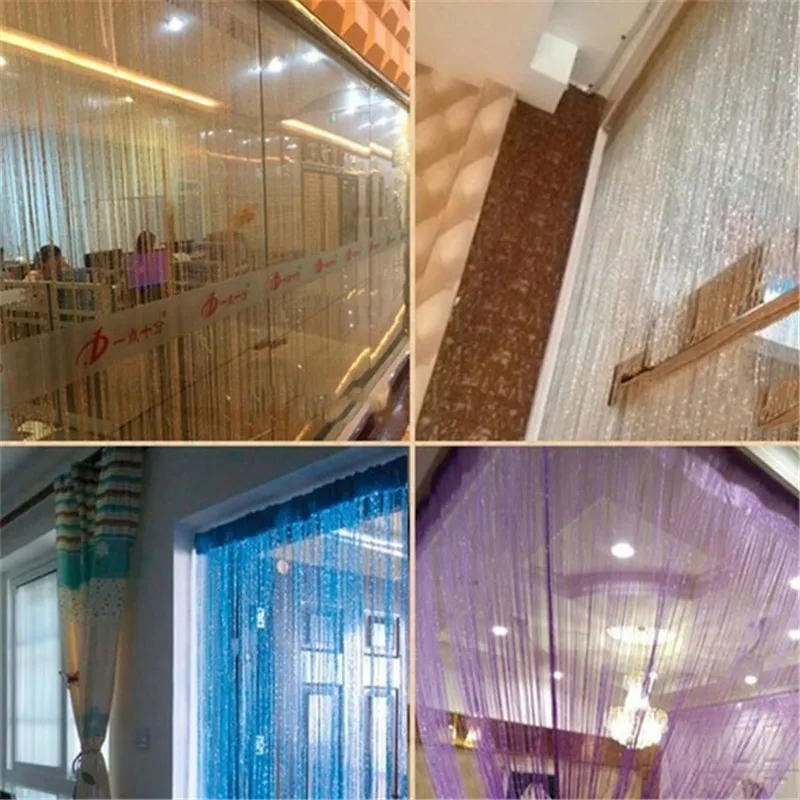 Description Picture 6 of itemGlitter Door String Curtain Silver Ribbon Shiny Tassel Flash Line Curtain Valance for Window Room Home Decoration