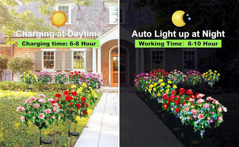 Description Picture 3 of itemLED Solar Light Azalea Flowers Garden Lamp Home Decorative Light Landscape Orchid Rose LampYard Lawn Path Holiday Wedding Lights