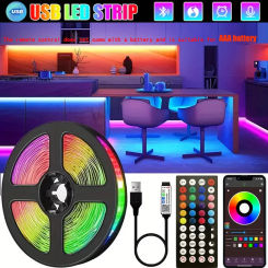 5V RGB 5050 LED Light Strip USB Infrared Remote Control Flexible Lamp Tape Remote control without battery (Suitable for AAA)