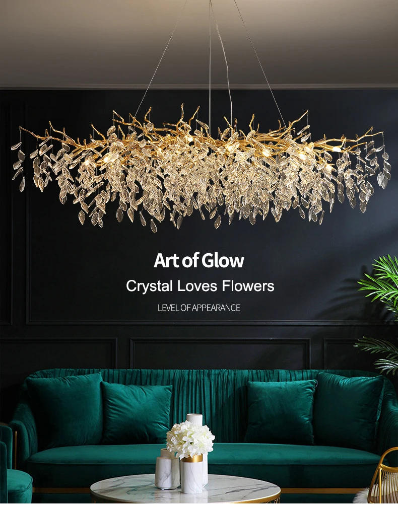 Description Picture 2 of itemModern Luxury Crystal Branches Ceiling Chandelier Living Dining Room Led  Pendant Lights Bedroom Crystal Hanging Lamp Fixture