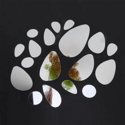 18Pcs Pebble Shaped Acrylic Mirror Sticker Self-adhesive Wall Stickers DIY Art Acrylic Mirror Decals Living Room Decoration