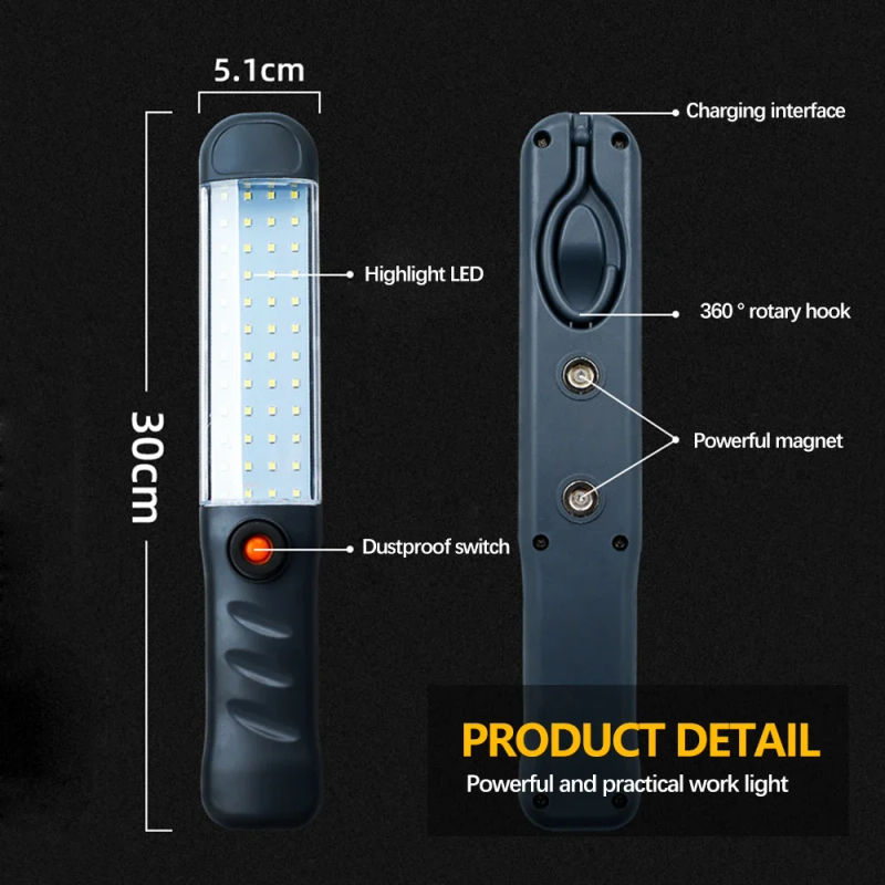 Description Picture 6 of itemD2 LED Flashlights Rechargeable Work Light with Magnetic Hanging Hook 3 Modes Floodlight for Car Repair Grill Outdoor Light Lamp