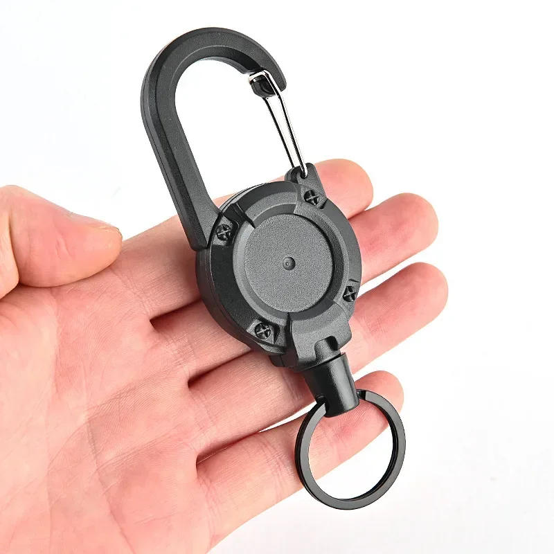 Description Picture 6 of itemNew Outdoor Automatic Retractable Wire Rope Luya Anti-theft Tactical Keychain Telescopic Keychain Retractable Hook Tool