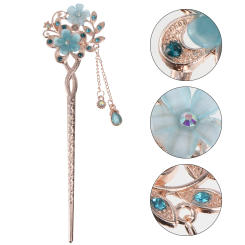 Chinese Hair Rhinestone Hair Chopsticks Flower Hair Clip Vintage Tassel Hair Pin Hair Styling Hair Making Accessories for, Sky