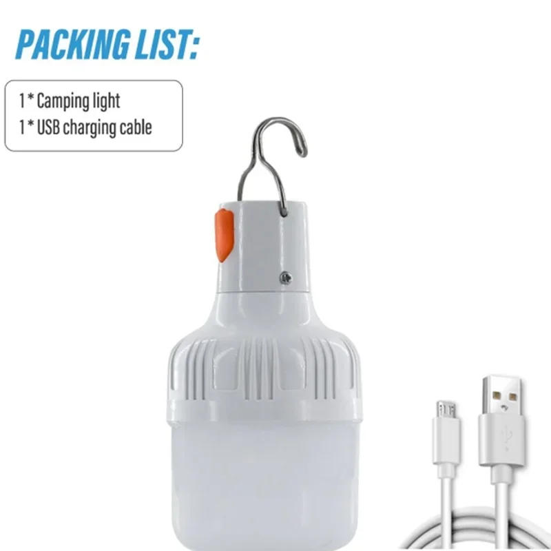 Description Picture 6 of item1PC Outdoor USB Rechargeable LED Lamp Bulbs 60W Emergency Light Hook Up Camping Fishing Portable Lantern Night Lights LT014