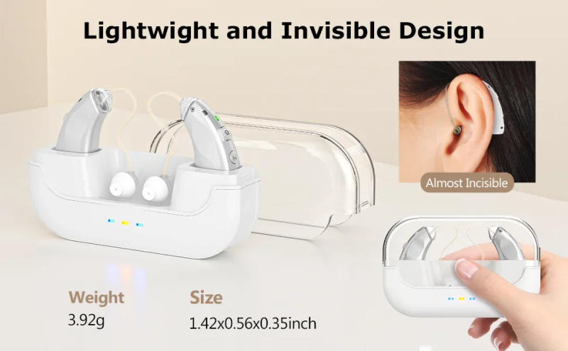 Description Picture 4 of item2024 Behind The Ear Hearing Aids for elderly deafness rechargeable amplifier CIC mini digital hearing aid with charging case