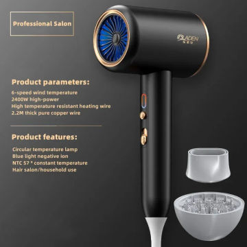 New Generation High-Speed Hair Dryer 2400W High-Power Blue Light Negative Ion Ultra Silent Recommended For Home Hair Salons