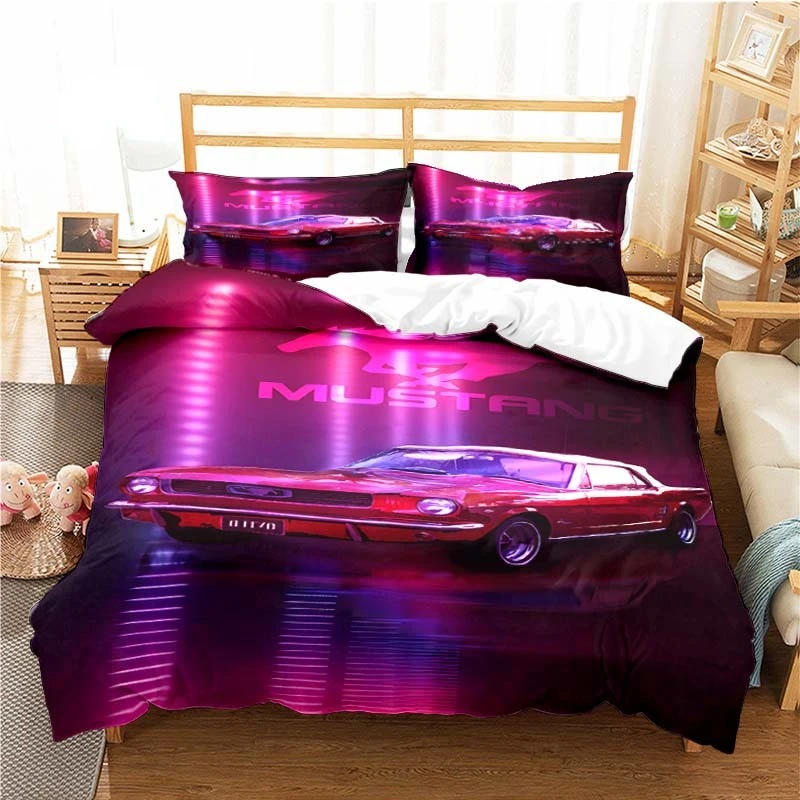 Description Picture 4 of itemMustang Car Pattern Duvet Cover Set Bedding for Aldult Kids Bed Set Game Quilt Cover Comforter Cover Bedding Set