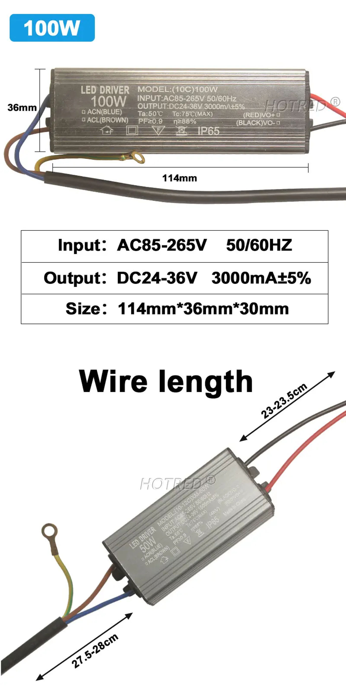 Description Picture 5 of itemLED Driver Waterproof Lighting Transformers 10W 20W 30W 50W 70W 80W 100W DC24-36V Power Supply 600mA 900mA 1500mA 2100mA 3000mA