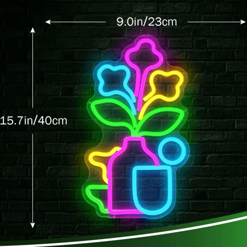 Description Picture 4 of itemFlower Neon Sign LED Neon Lights Signs For Wall Plant Neon Light Up Sign For Bedroom Shop Living Room Decor Valentine's Day Gift