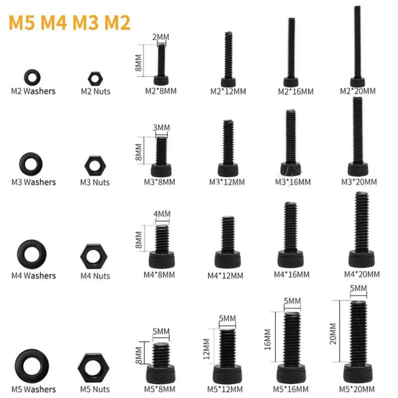 Description Picture 4 of itemDIY screw kit High grade screws M2M3M4M5 screws Carbon steel screws Bolts and nuts assortment Socket screw kit Screws set