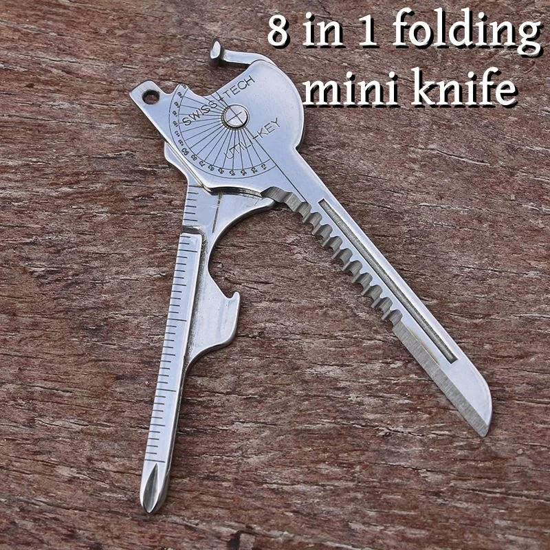 Description Picture 2 of itemCamping Multi Function Folding Tool Keychain Opener Screwdriver 8 In 1 Utility Outdoor Survival Rescue Pocket Plier KeyRing