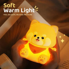 Red Panda Night Light For Kids Sleep Nightlight Baby Nursery Bedside Rechargeable 2 Level Dimmable Tap Control Cute Panda Lamp