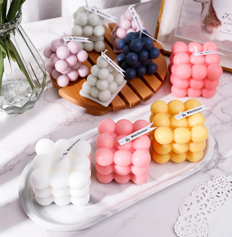 Description Picture 6 of itemMulti Style Bubble Cube Silicone Candle Mold Aromatherapy Candle Gypsum Soap Resin Mould Hand-made Chocolate Dessert Cake Making