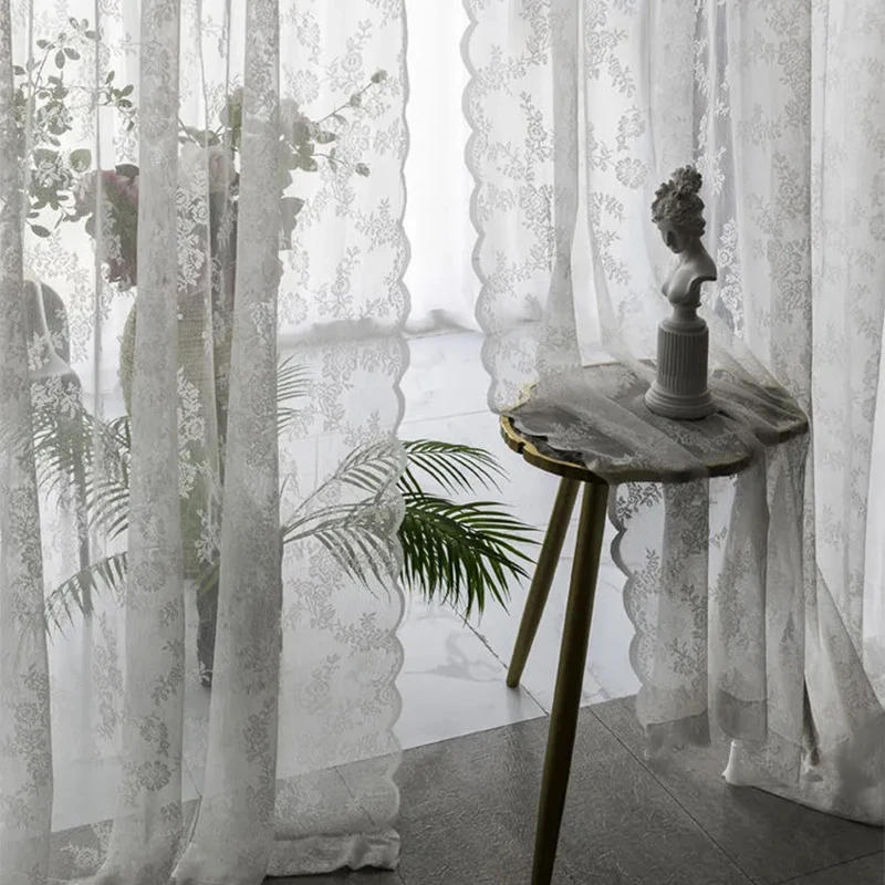 Description Picture 3 of itemWhite Lace Curtain INS French Lace Window Door Curtain Treatments Tulle Drapes for Living Room Wedding Party Home Shade Decor 커튼
