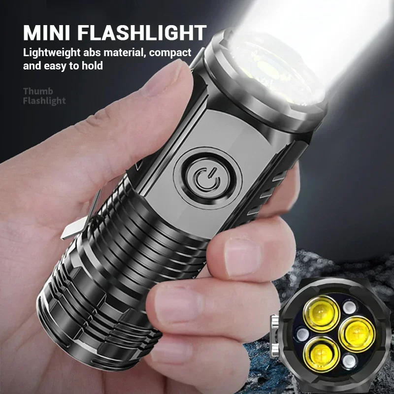 Description Picture 6 of itemPowerful LED Flashlight Ultra Bright Mini 3*SST20 LED Torch Built-in Battery USB Rechargeable with Tail Magnet Emergency Lantern