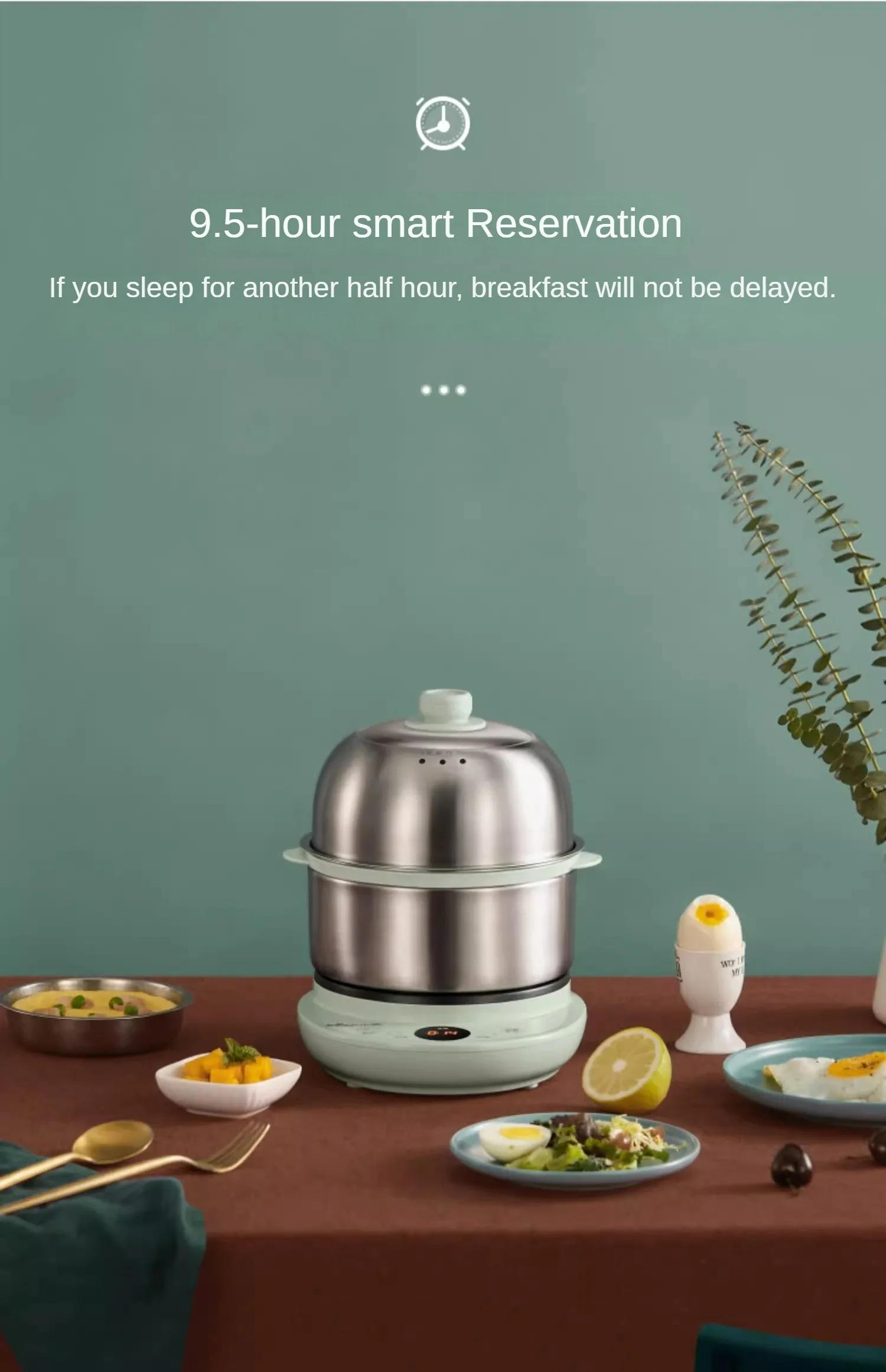 Description Picture 5 of itemEgg Boiler Stainless Steel Double-Layer Multifunctional Breakfast Artifact Automatic Power off Steam Eggs Breakfast Machine