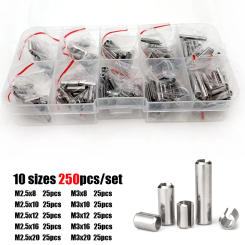 100/250pcs/set M1.5 M2 M2.5 M3 M4 M5 GB879 304 Stainless Steel Elastic Cotter Tension Dowel Roll Spring Pin Assortment Kit Set