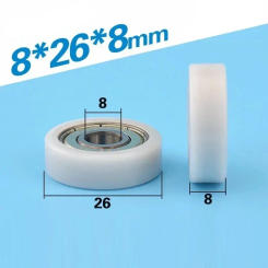1pcs 8*26*8mm Rubber Covered Small Wheels, 608ZZ Bearings, Flat Rollers, POM Rubber Covered Plastic Pulley Bearings