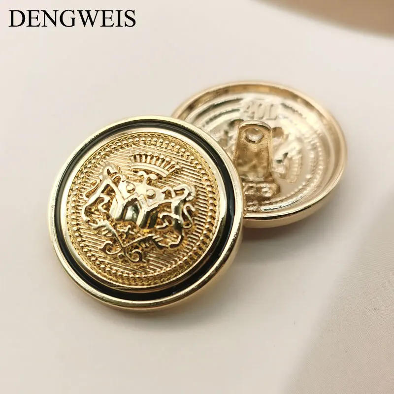 Description Picture 3 of itemMetal Buttons Crown Pattern Golden Buttons British Fashion College Style Suit Buttons Hand-stitched Coat Clothes Sewing Buttons