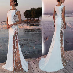 Bridesmaid Dress Magic Lace Evening Gown Sleeveless Long fitted formal Party dress floor-length cocktail dressfrock