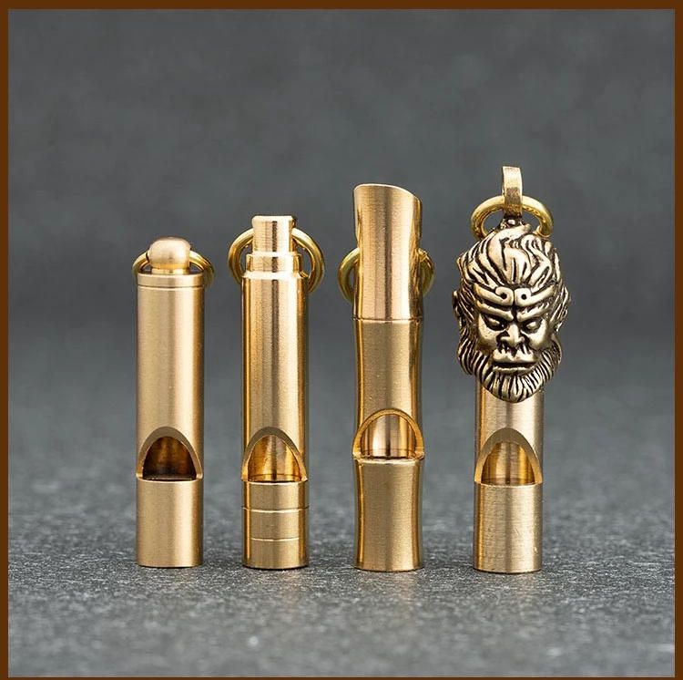 Description Picture 2 of itemBrass Keychain Pure Copper Handmade Retro Personality Whistle Pendant Children's Outdoor Survival Training Camp Whistle