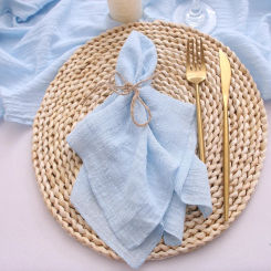 10pcs Cotton Cloth Napkins Gauze Fabric Blue 30x30cm for Wedding Party Birthday Tea Towel Table Baby Shower Christmas Napkins