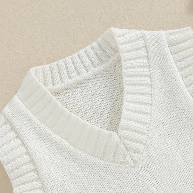 Description Picture 5 of itemToddler Sweater Vest Lightweight Sleeveless V Neck Solid Color Pullover Knitted Tank Tops