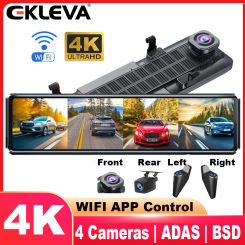 EKLEVA 4K+1K+1K+1K Dash Cam F40 4-Channel Record ADAS BSD Car DVR WIFI APP Rear View Mirror Auto Camera Ultra HD 24H Parking ﻿